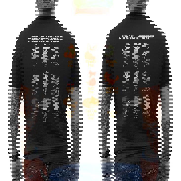 Cool Foxes Of The Worldかわいいキツネ動物愛好家ギフト メンズTシャツ バックプリント