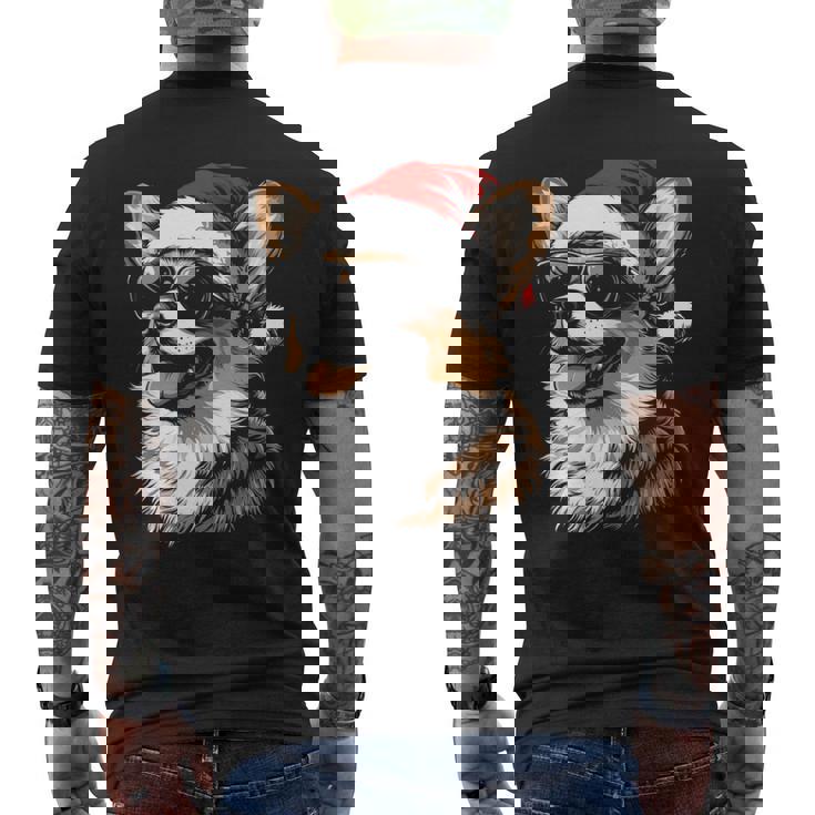 Corgi サンタハット 面白い かわいい 犬 ママ お父さん クリスマス 長袖tシャツ メンズTシャツ バックプリント