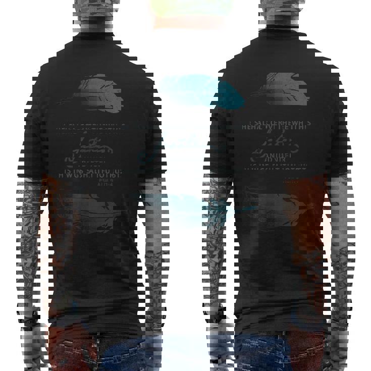 Cover With His Feathers Psalm 91 Kjv 聖書の言葉 メンズTシャツ バックプリント