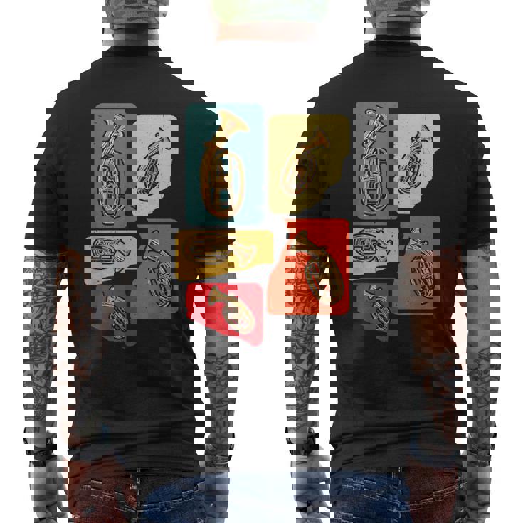 Creative Tenor Horn ビンテージ レトロ アートワーク テナーホルン奏者 メンズTシャツ バックプリント