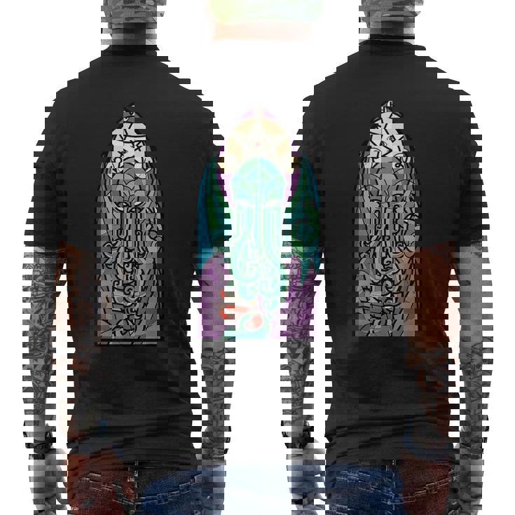 Cthulhu Iglesiaidrieras Cósmico Horror Divertido Monstruo Camiseta Hombre Estampado Espalda