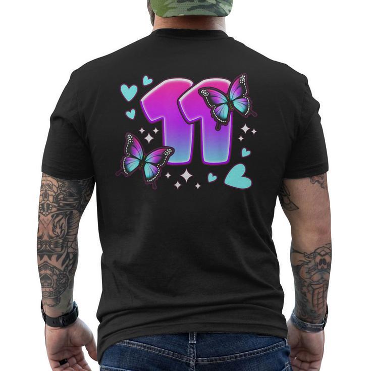 Cumpleaños Niña 11 Años Mariposas Y Número 11 Camiseta Hombre Estampado Espalda
