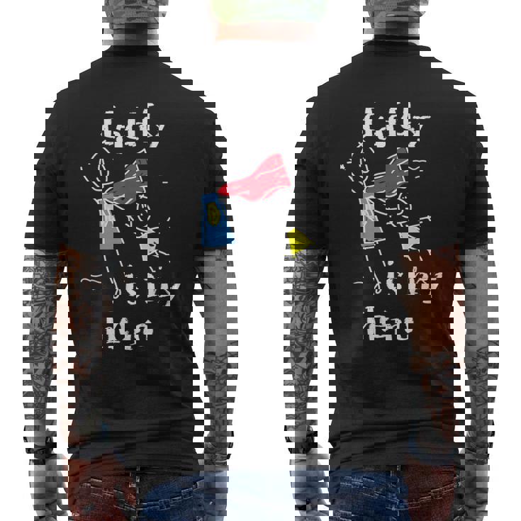 Daddy Is My Herouper Dad 手描き メンズTシャツ バックプリント