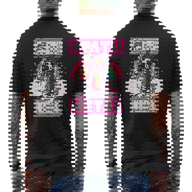 Death Metal Grim Reaper ピンクユニコーン ファニーヘビーメタル メンズTシャツ バックプリント