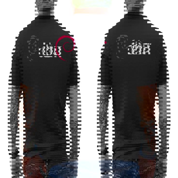 Debian Linux Tux プラグインプログラマー メンズTシャツ バックプリント