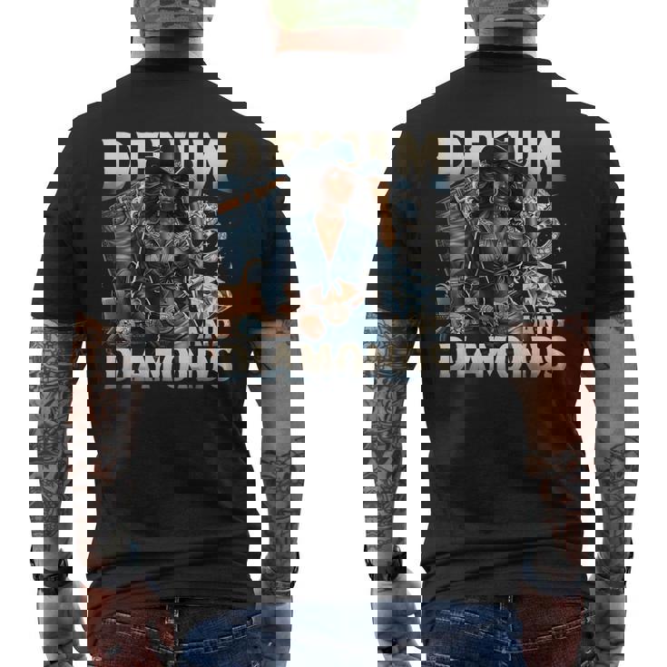 Denim And Diamonds African Melanin Swag Cowgirls Western Men's T-shirt Back Print