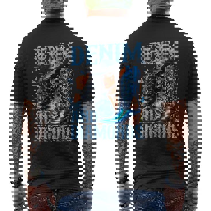 Denim And Diamonds African Melanin Swag Cowgirls Western Men's T-shirt Back Print