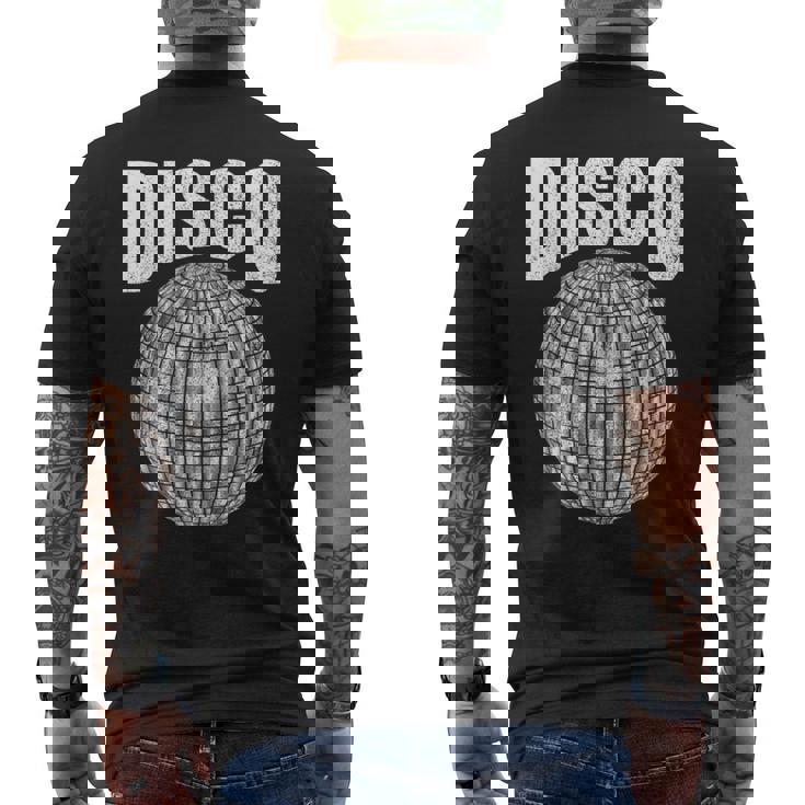 Disco Music Ball ファンク ソウル 音楽愛好家 レトロ 70年代 80年代 コスチューム メンズTシャツ バックプリント