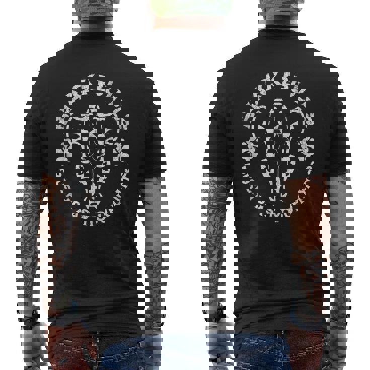 Distressed Black Anime Clover Black Bulls Limits Men's T-shirt Back Print