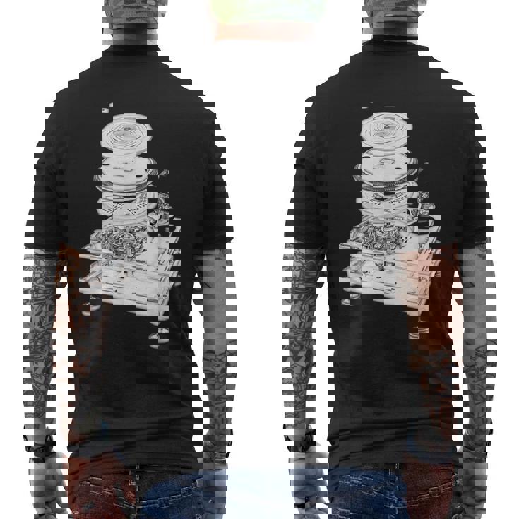 Dj Turntable 1210 Mk2 Exploded Blueprint メンズTシャツ バックプリント