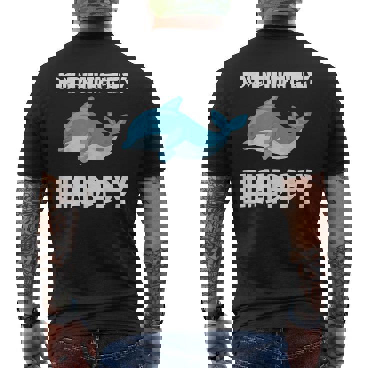 Dolphinately Happy ドルフィンズ イルカ 哺乳類 海 Dolphin ドルフィン メンズTシャツ バックプリント