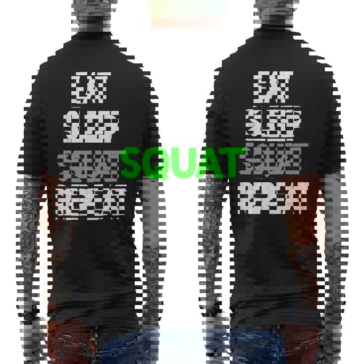 Eatleepquat Repeat モチベーショントレーニング メンズTシャツ バックプリント