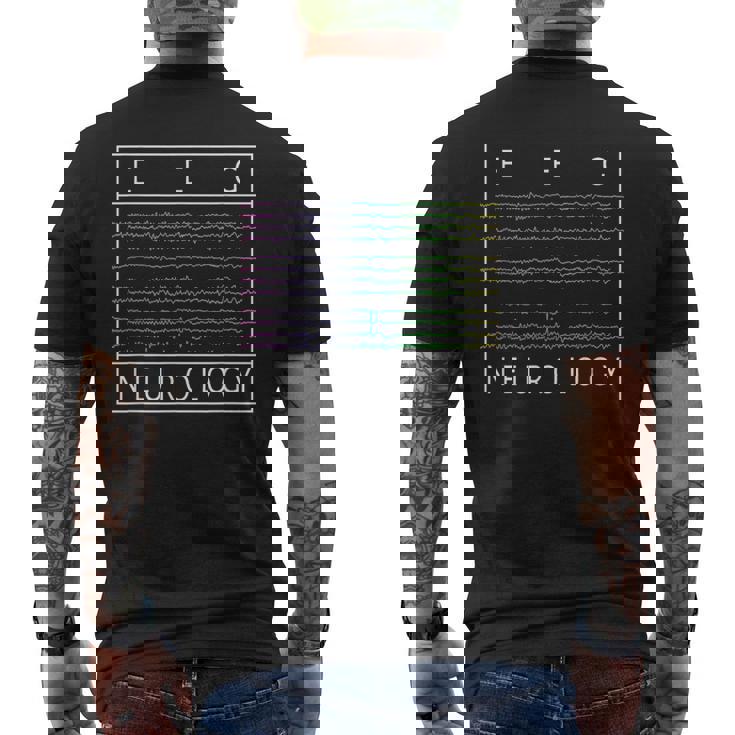 Eeg技術者 神経学 カラフルな脳波 Eeg メンズTシャツ バックプリント