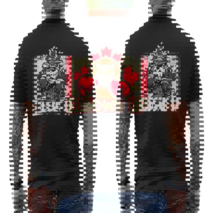 Elbows Up Canada カナダのカウンター関税 ビーバーボクシング メンズTシャツ バックプリント