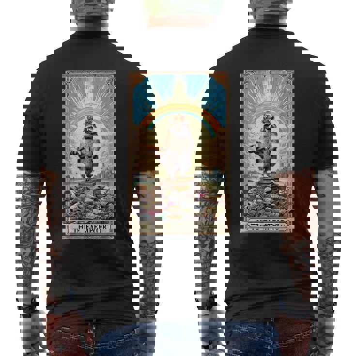 The Emperor 面白いアライグマ タロットカード ミスティックアライグマ メンズTシャツ バックプリント
