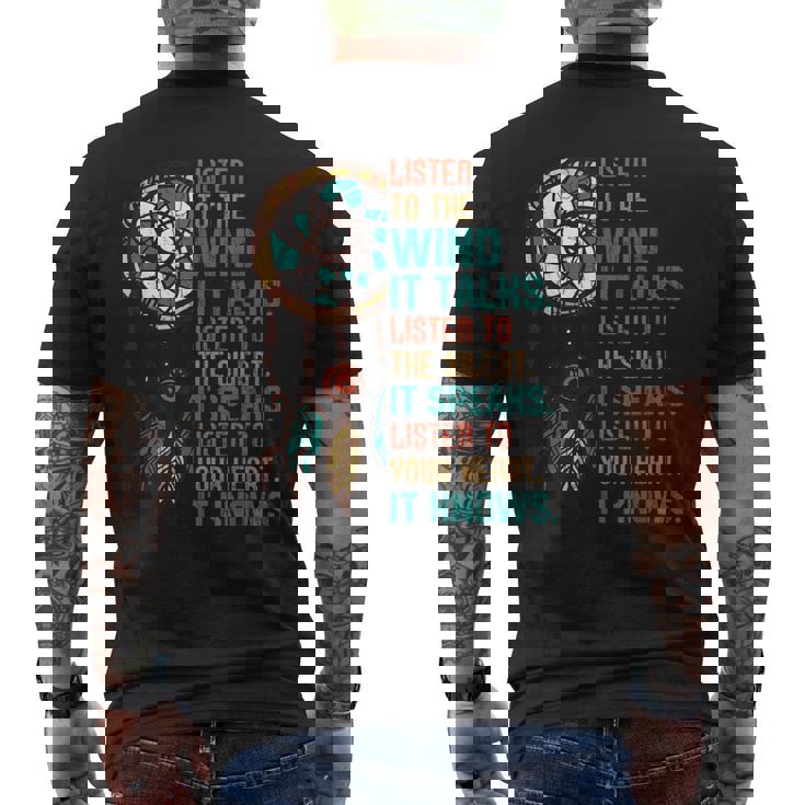 Escucha Eliento Que Habla Divertido Día Nativo Americano Gráfico Camiseta Hombre Estampado Espalda