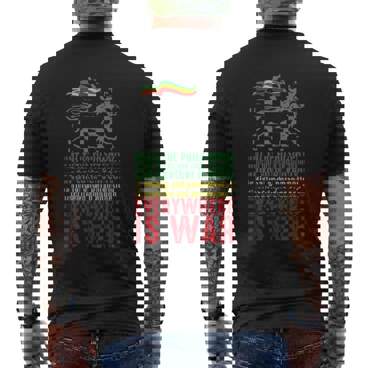 Everywhere Is War ハイレ・セラシエ演説 ユダのライオン レゲエ メンズTシャツ バックプリント