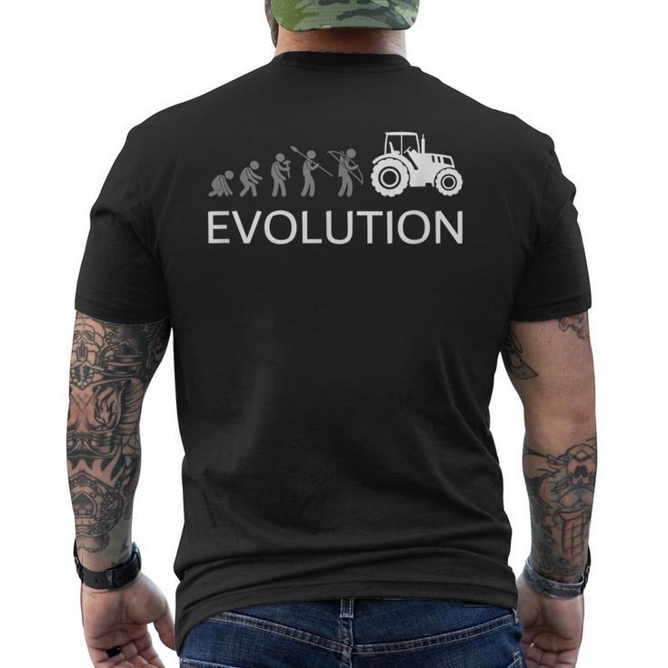 Evolución Agricultor Granja Tractor Agrícola Tractor Camiseta Hombre Estampado Espalda