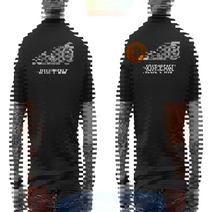 Evolution Of Money お金の進化 ビットコインプランb 暗号通貨btc ホドル メンズTシャツ バックプリント