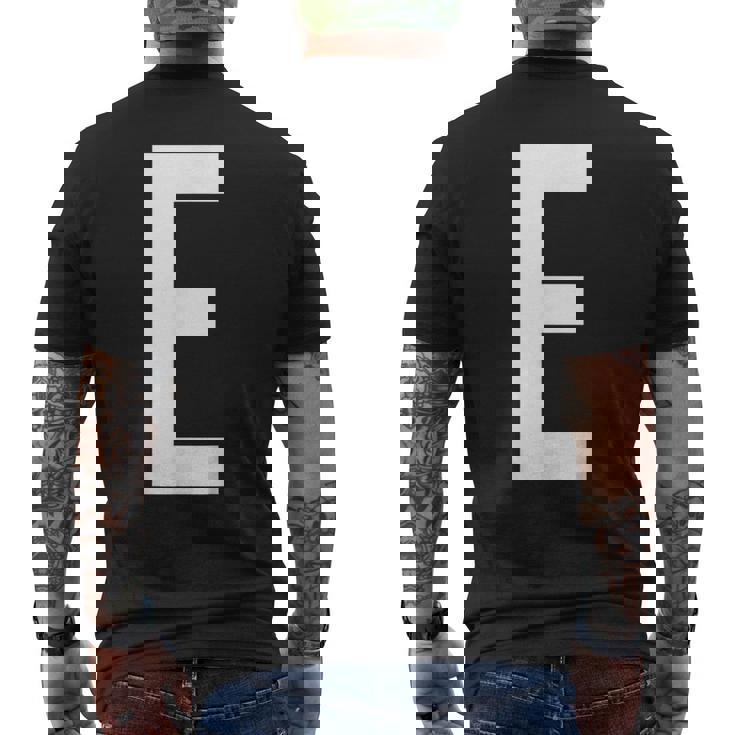 E字アルファベット モノグラム イニシャル メンズTシャツ バックプリント