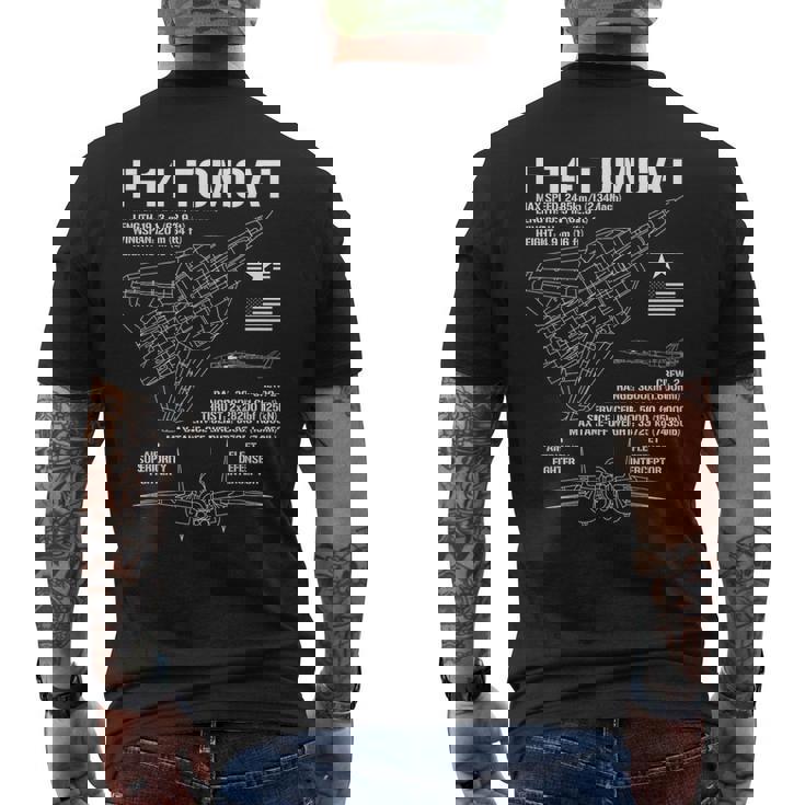 F-14 Tomcat 戦闘機 ジェット仕様 軍用飛行機 F14 Tomcat メンズTシャツ バックプリント