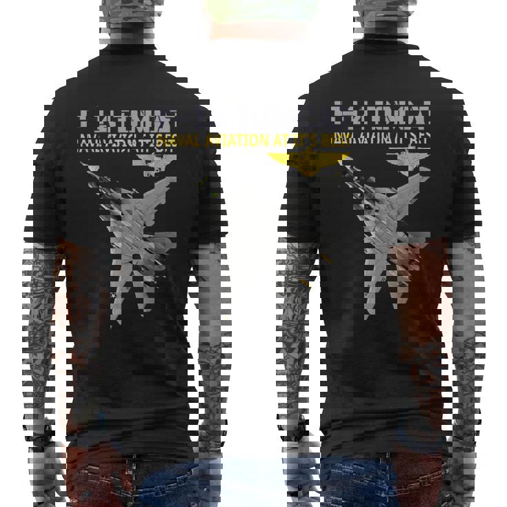 F-14 Tomcatが動作しています。最高の海軍航空。 メンズTシャツ バックプリント