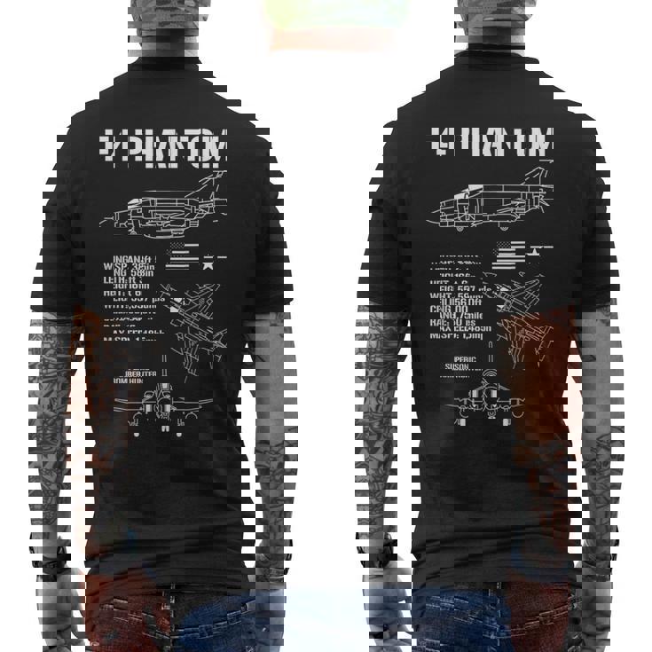 F-4 ファントム 戦闘機 ジェット仕様 軍用飛行機 F4 ファントム メンズTシャツ バックプリント