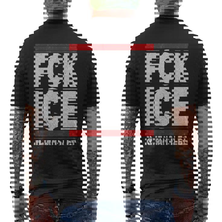 F-Ck Ice No Human Is Illegal Retro Men's T-shirt Back Print