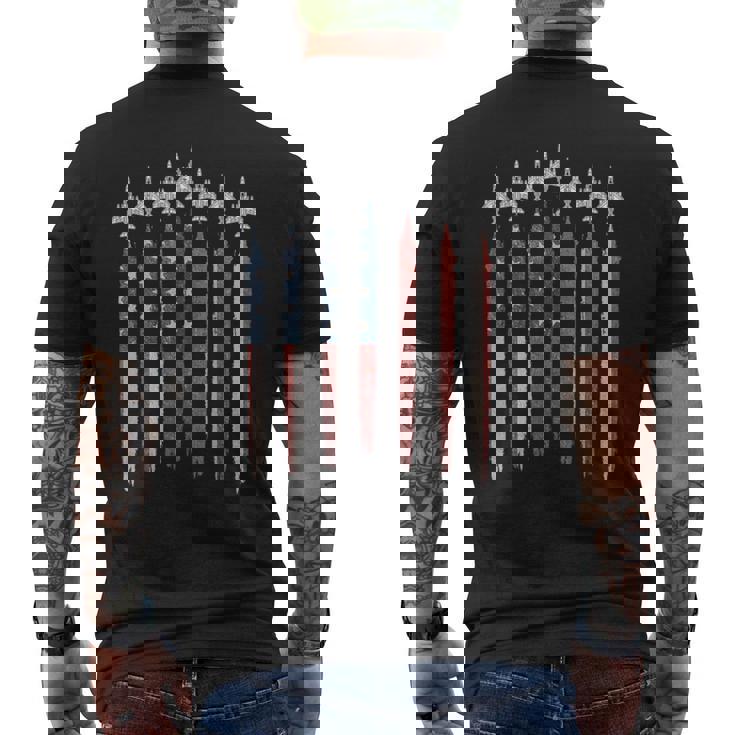 F4 ファントムファイタージェット アメリカ国旗 飛行機 F-4 7月4日 メンズTシャツ バックプリント