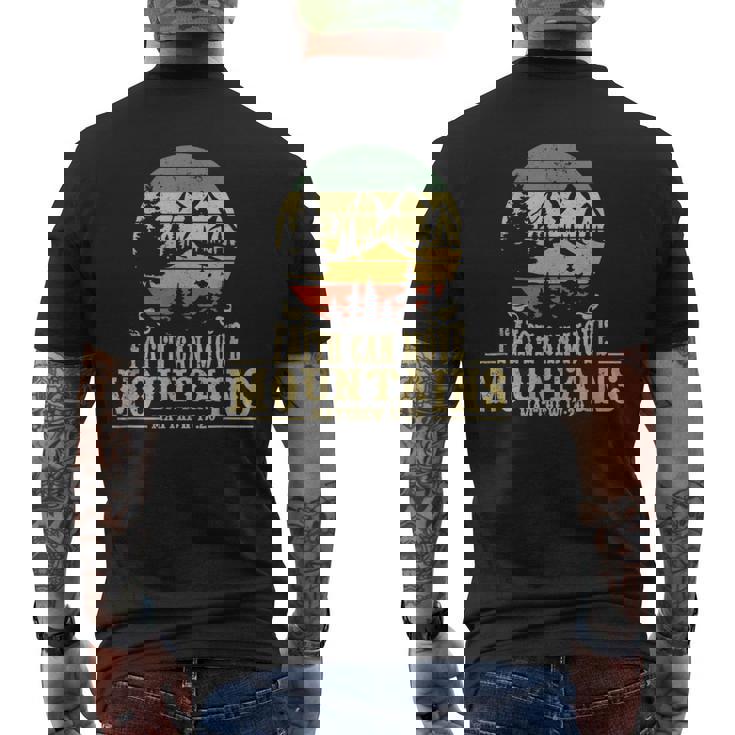 Faith Can Move Mountains マタイ17 20 聖書聖書の言葉 メンズTシャツ バックプリント