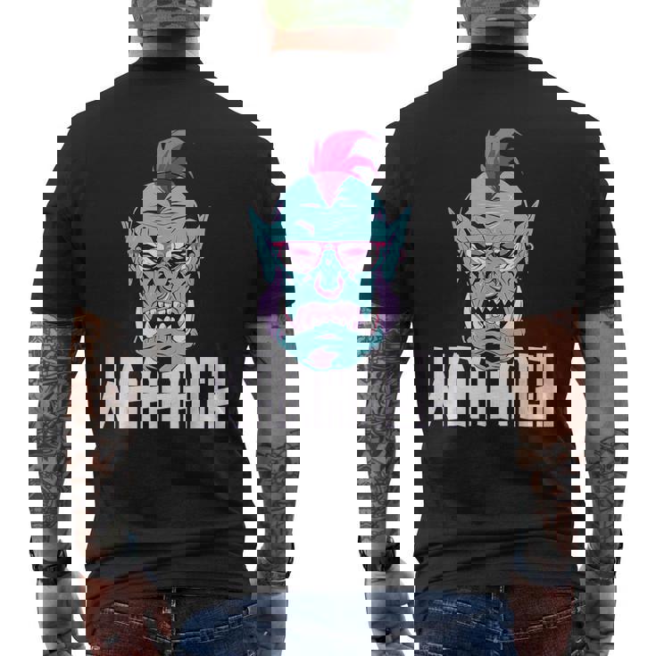 Fantasy Ork Mmorpg Rpg ゲーマーヘッド メンズTシャツ バックプリント