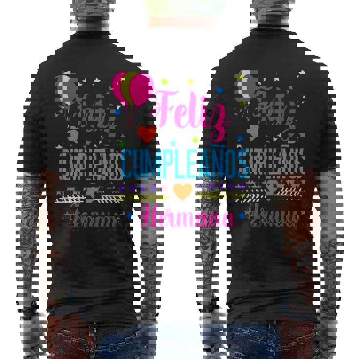 Feliz Cumpleanos Hermana-Happy Birthdayister Español Camiseta Hombre Estampado Espalda