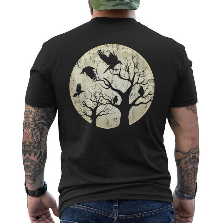 Forêt Arbre Lune Oiseaux Gothique Noir Terrifiant Corbeau T-shirt imprimé au dos