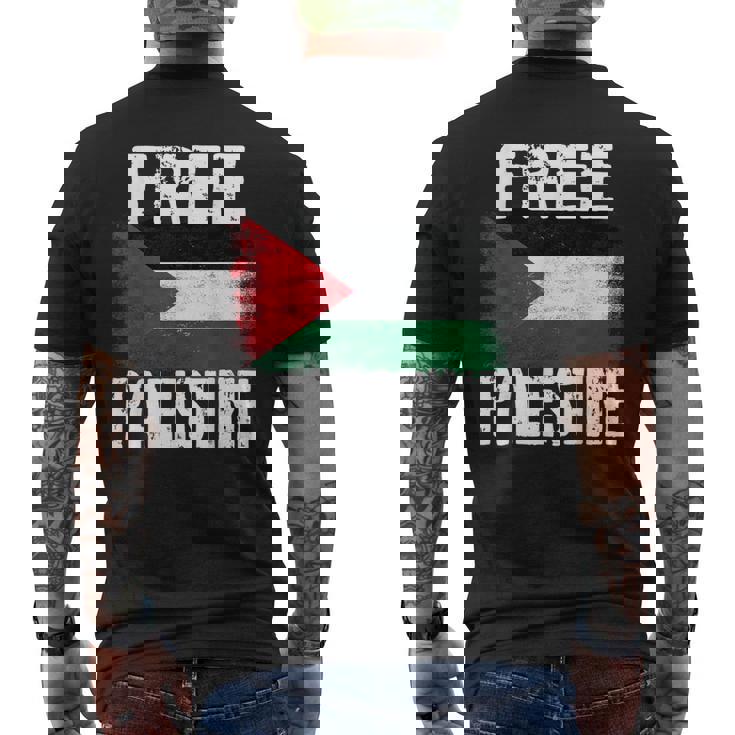 Free Palestine Free Gaza パレスチナの旗無料パレスチナ メンズTシャツ バックプリント