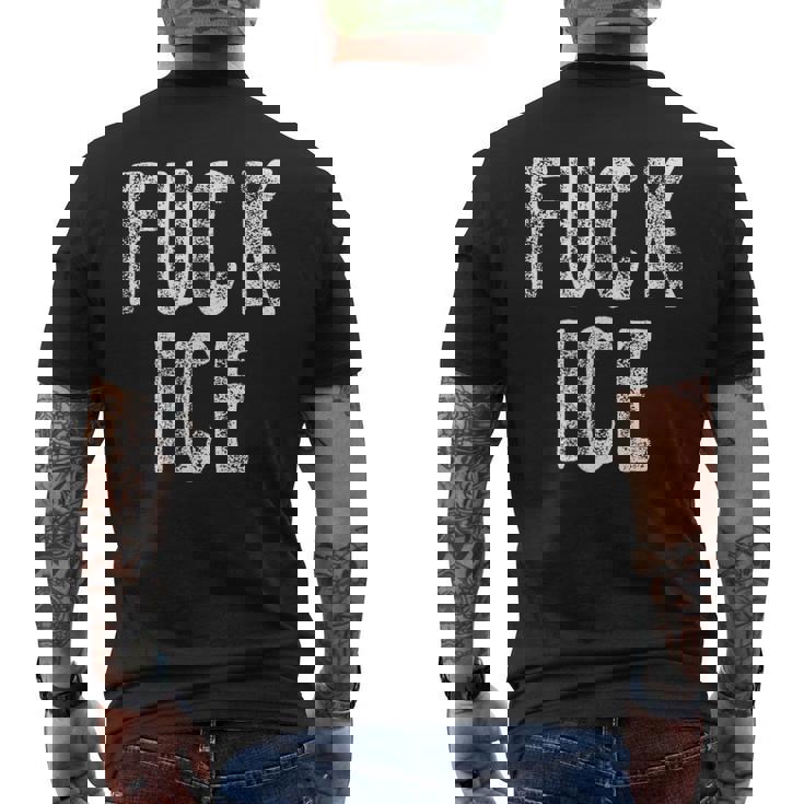 Fuck Ice プロテスト&レジストサポート移民 メンズTシャツ バックプリント