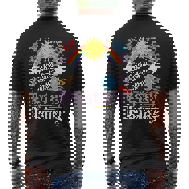 Ask Me About My Mystery Discharge アダルトユーモアジョーク メンズTシャツ バックプリント