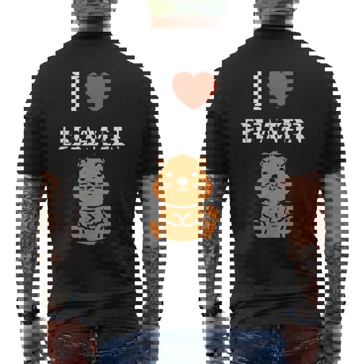 Baby Beavers Minimalist Cute I Love Beaver メンズTシャツ バックプリント