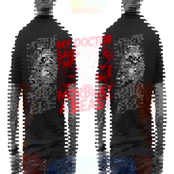 Gym Workout Racoon Muscle メンズTシャツ バックプリント