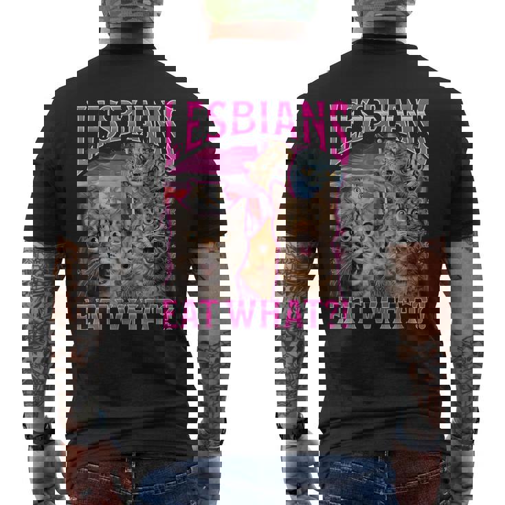 Lesbians Cat Owner Lesbians Eat What メンズTシャツ バックプリント