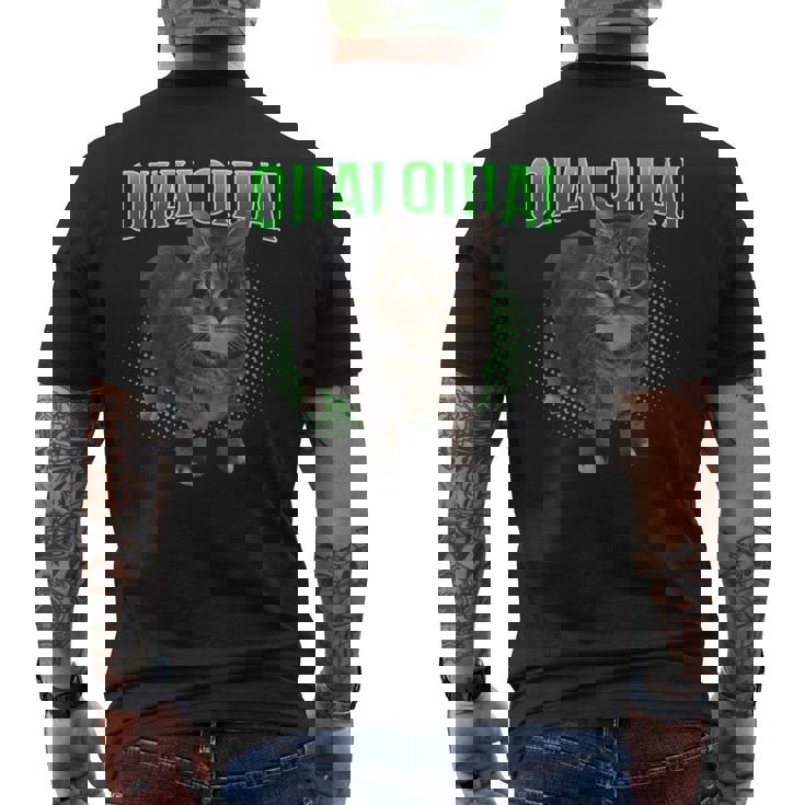 Oiia Oiia スピニングキャット ミーム おおいあい メンズTシャツ バックプリント