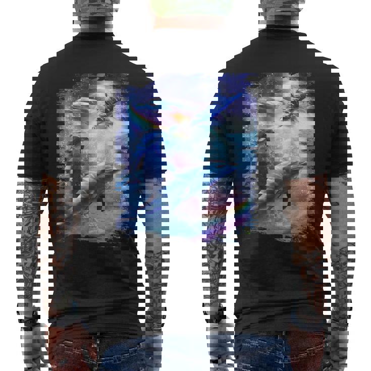 Galaxy Dolphin 宇宙のイルカ メンズTシャツ バックプリント