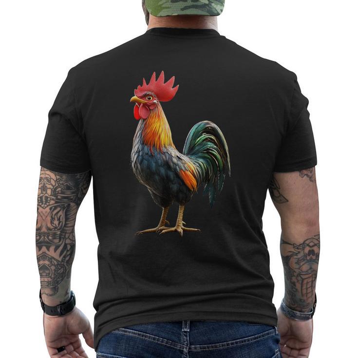 Gallo Pollo Papà Padre Pollaio Contadino Polli T-shirt da uomo con stampa posteriore