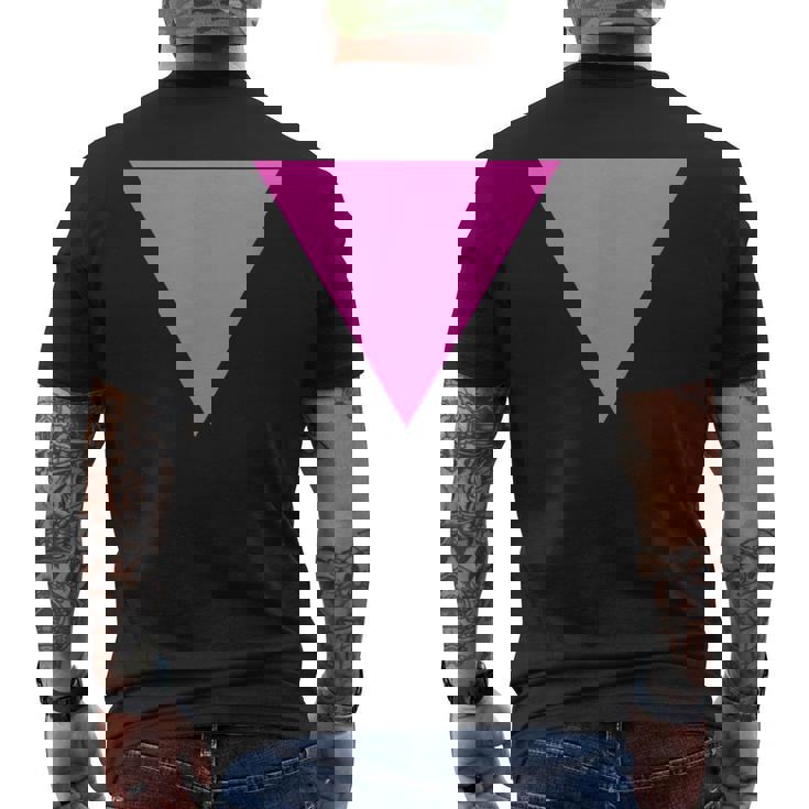 Gay Pride Upside Down Pink Triangle メンズTシャツ バックプリント
