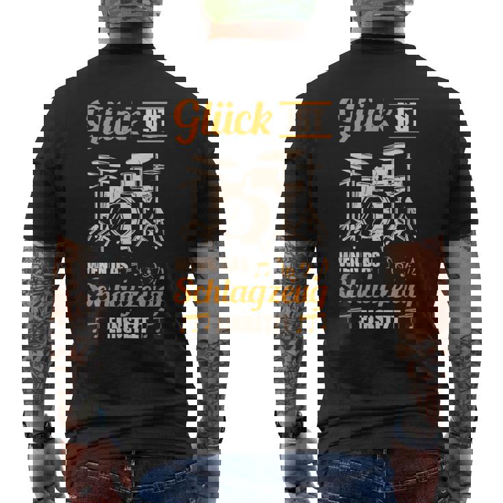 Glück Ist Wenn Das ドラムセット ドラム&ドラム メンズTシャツ バックプリント