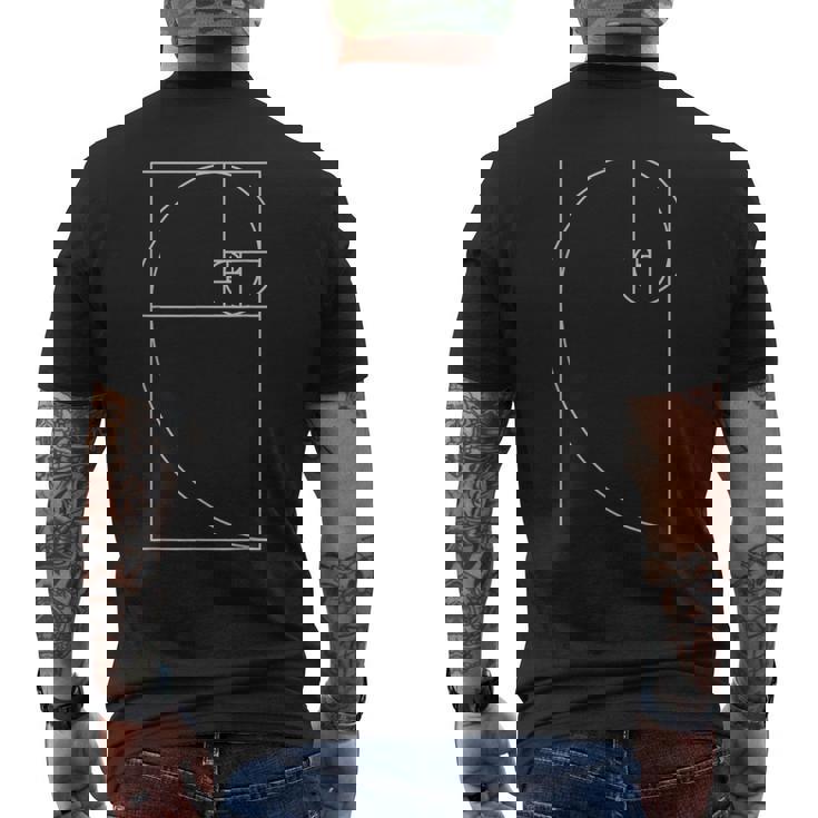Golden Cut 1618 フィボナッチスパイラル メンズTシャツ バックプリント