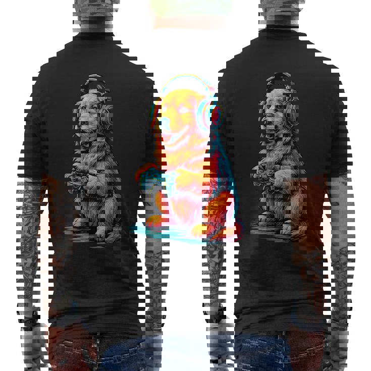 Golden Retriever Retro Gamerintage Gaming Amante De Los Perros Camiseta Hombre Estampado Espalda