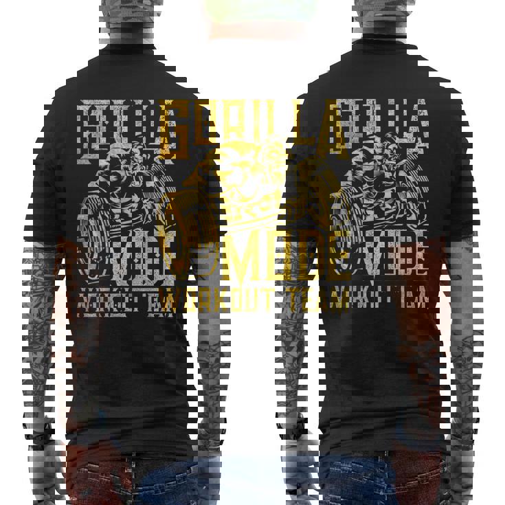 Gorilla Mode ワークアウト チーム ダンベル ビースト ジム フィットネス ゴールド メンズTシャツ バックプリント