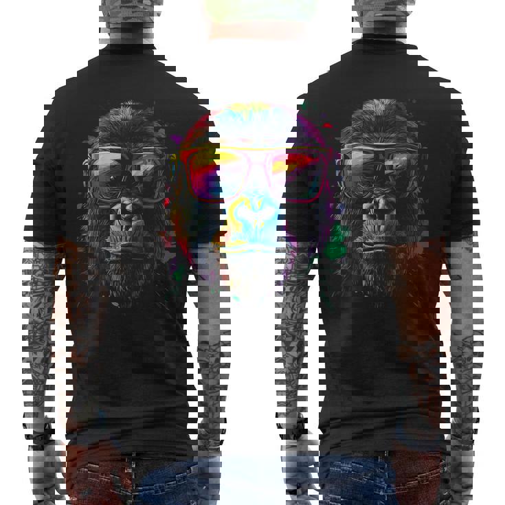 Gorilla Monkey グラフィック アニマルアート サングラス ゴリラ メンズTシャツ バックプリント