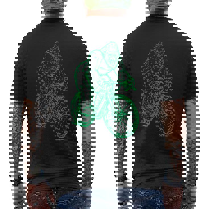 Gorilla ライディングバイク おもしろモンキー クール 動物 サイクリング 自転車 メンズTシャツ バックプリント