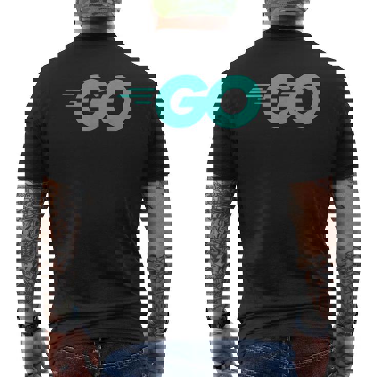 Goロゴ付きのgoプログラミング言語golang開発者 メンズTシャツ バックプリント